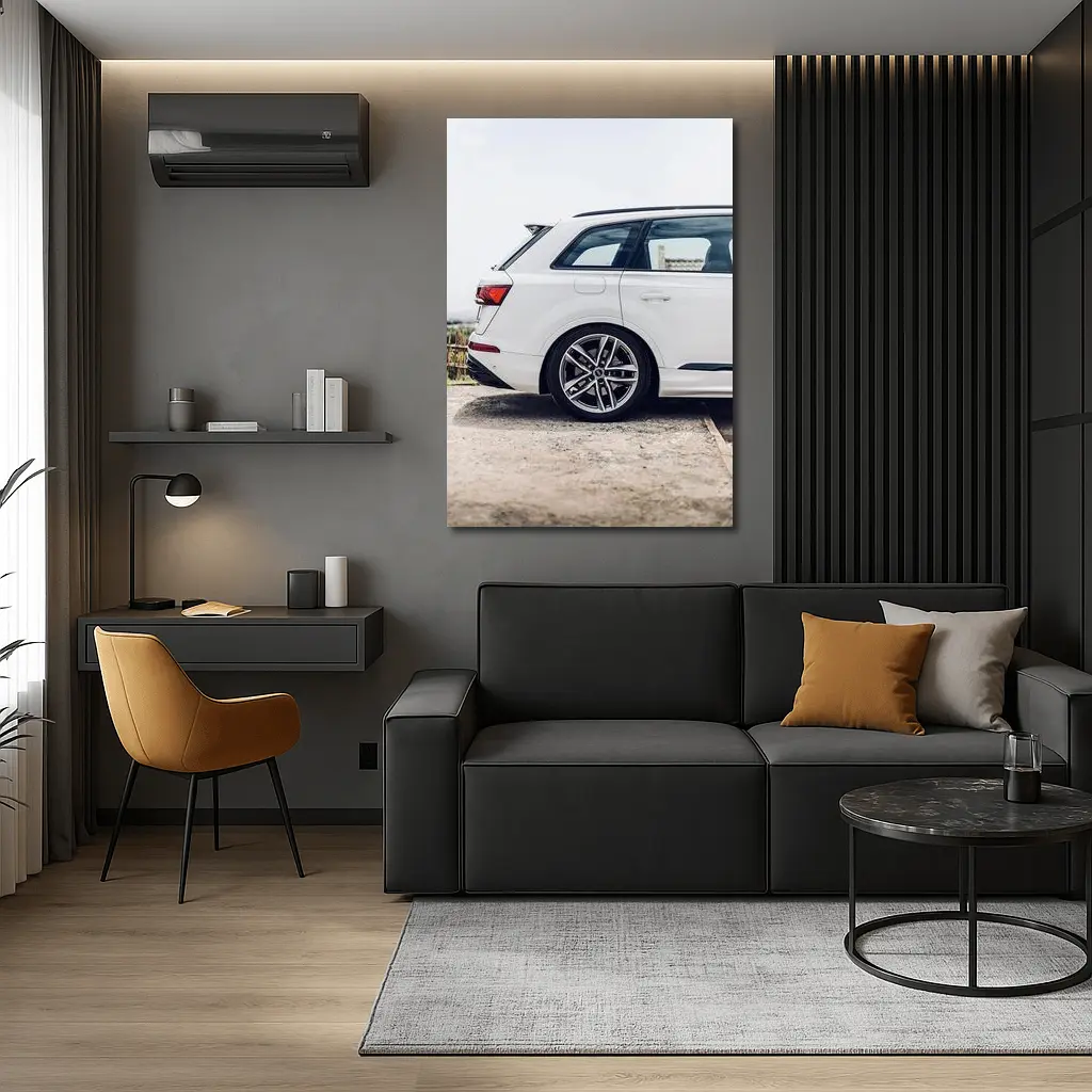 Audi Q7 White SUV Rear Side View – Wall Art