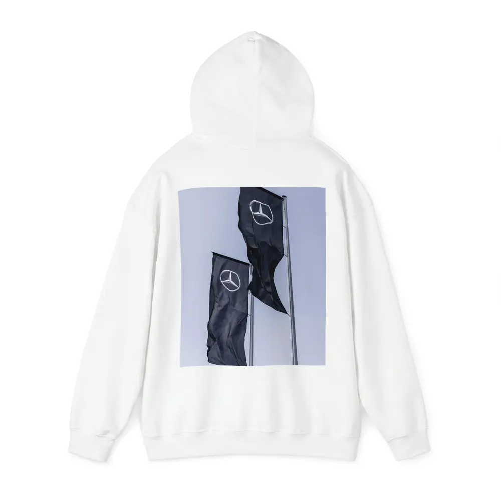 Mercedes Benz Flags Against Gray Sky – Hoodies