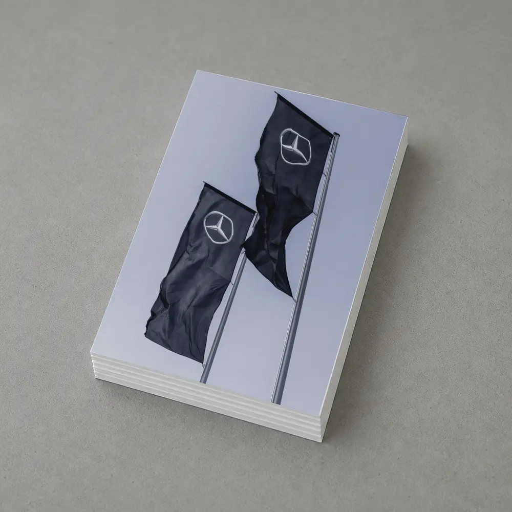 Mercedes Benz Flags Against Gray Sky – Postcards