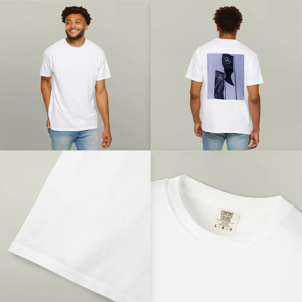 Mercedes Benz Flags Against Gray Sky – T-Shirts