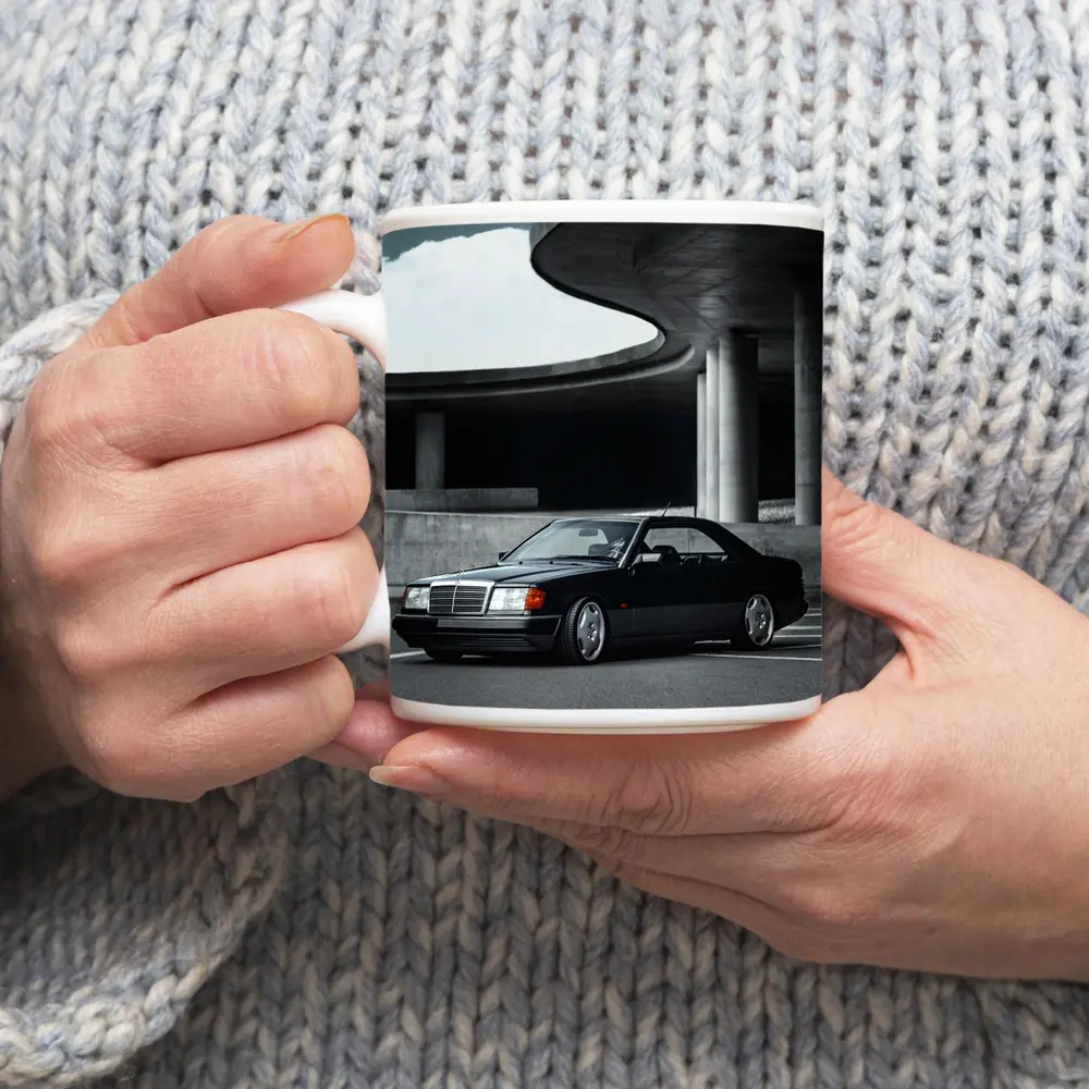 Black Mercedes W124 Coupe Urban Parking Structure – Mugs
