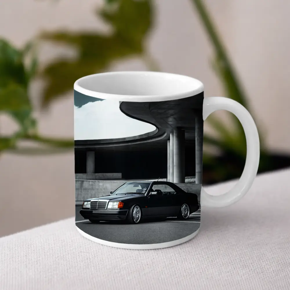 Black Mercedes W124 Coupe Urban Parking Structure – Mugs