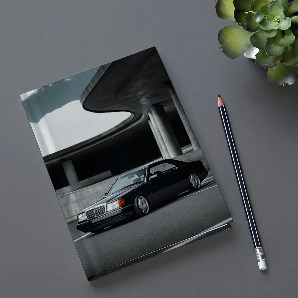 Black Mercedes W124 Coupe Urban Parking Structure – Notebooks