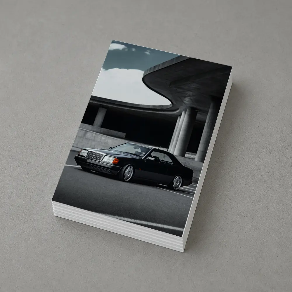 Black Mercedes W124 Coupe Urban Parking Structure – Postcards