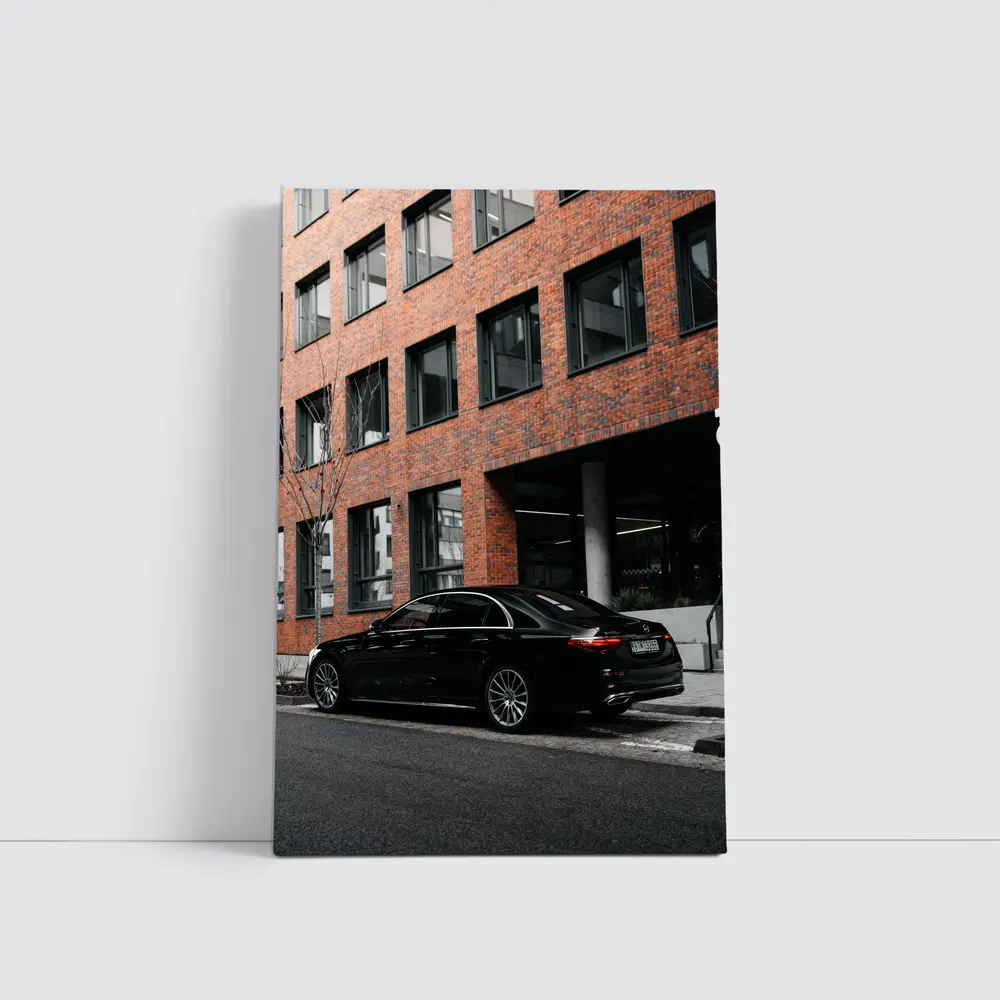 Black Mercedes S Class Urban Street Scene – Wall Art
