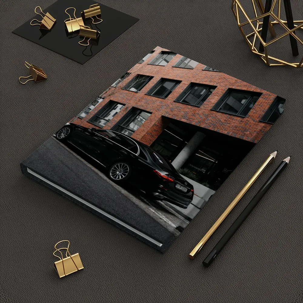 Black Mercedes S Class Urban Street Scene – Notebooks