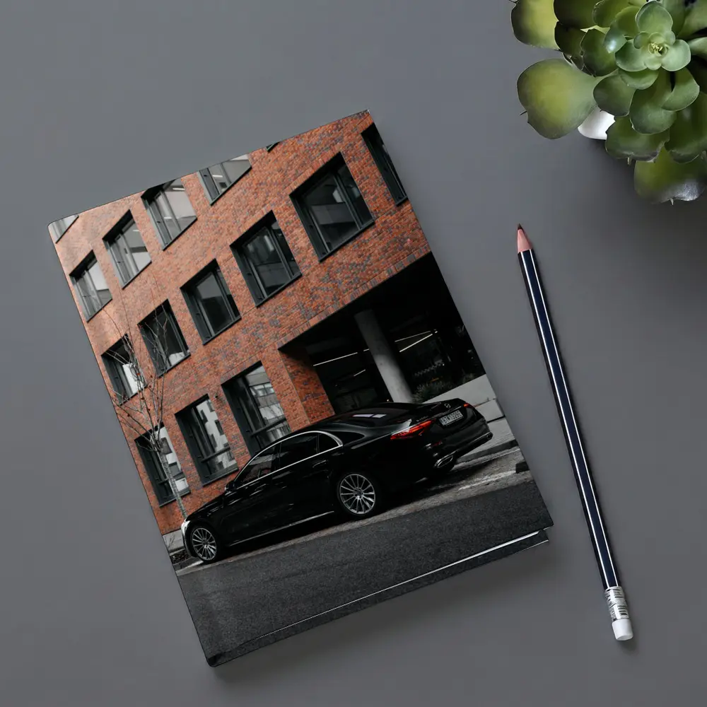 Black Mercedes S Class Urban Street Scene – Notebooks