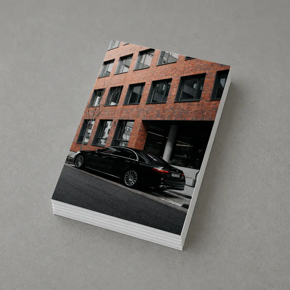 Black Mercedes S Class Urban Street Scene – Postcards