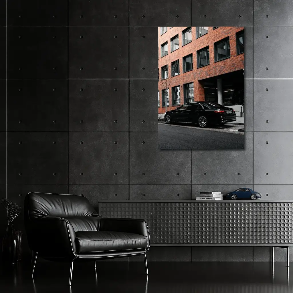 Black Mercedes S Class Urban Street Scene – Wall Art