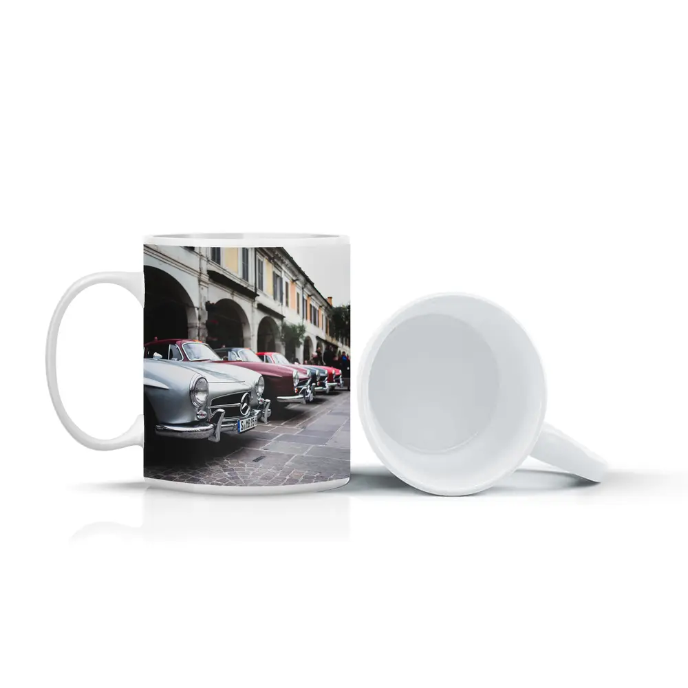 Mercedes Classic Cars Lined Up Italian Street – Mugs