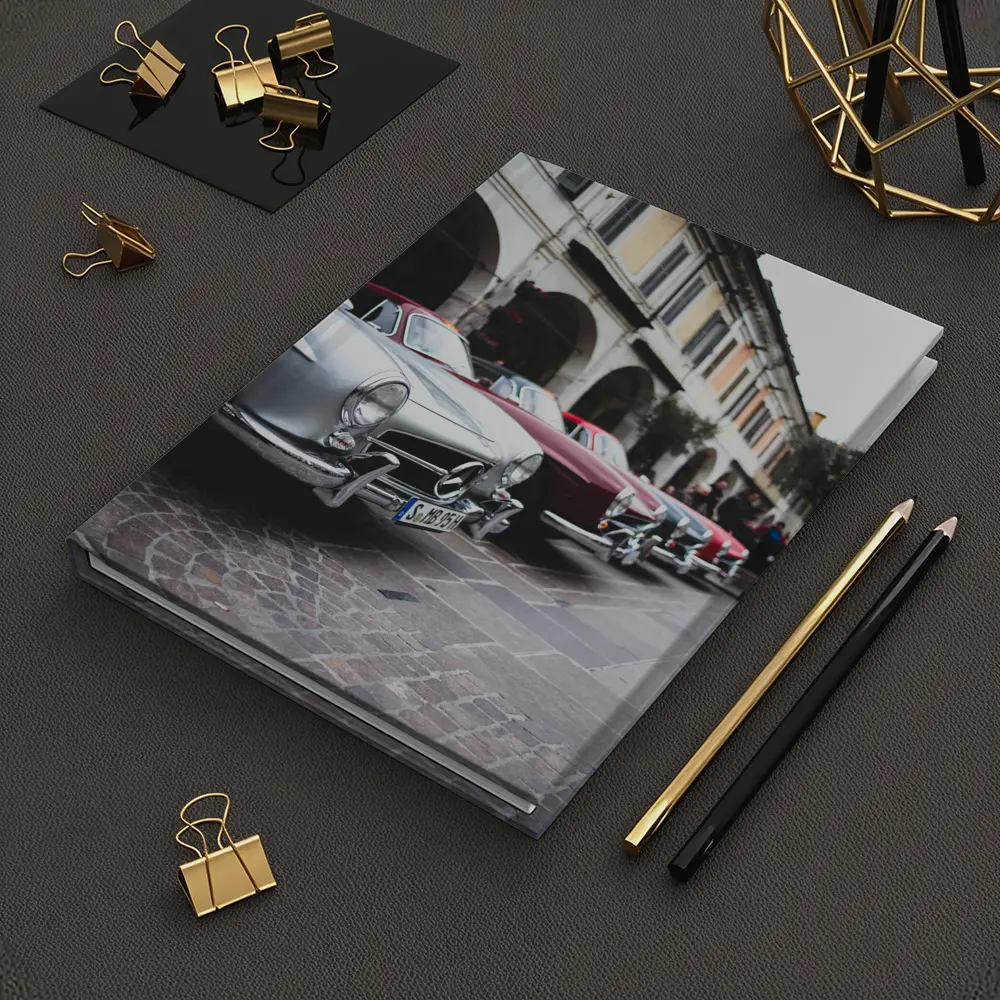 Mercedes Classic Cars Lined Up Italian Street – Notebooks