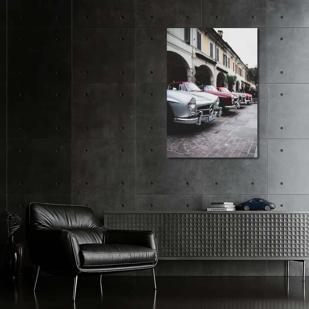 Mercedes Classic Cars Lined Up Italian Street – Wall Art
