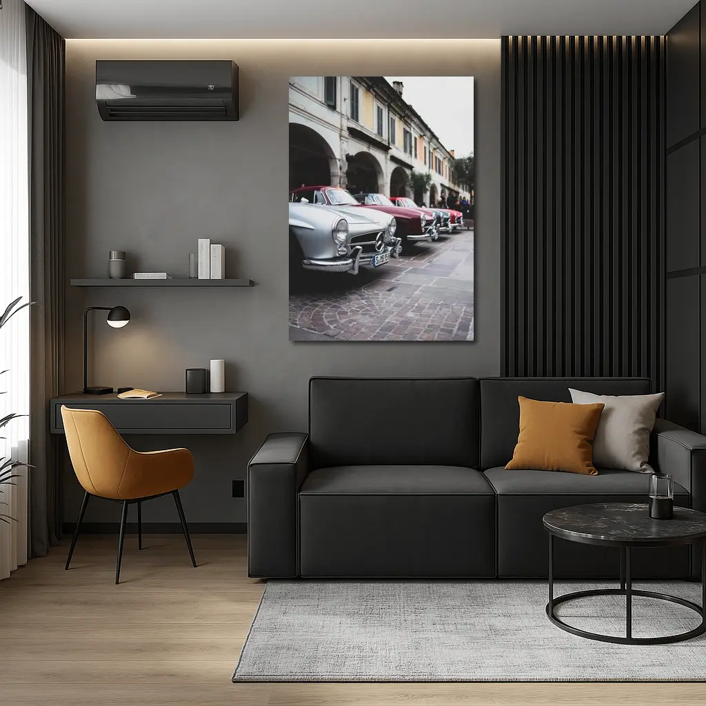 Mercedes Classic Cars Lined Up Italian Street – Wall Art