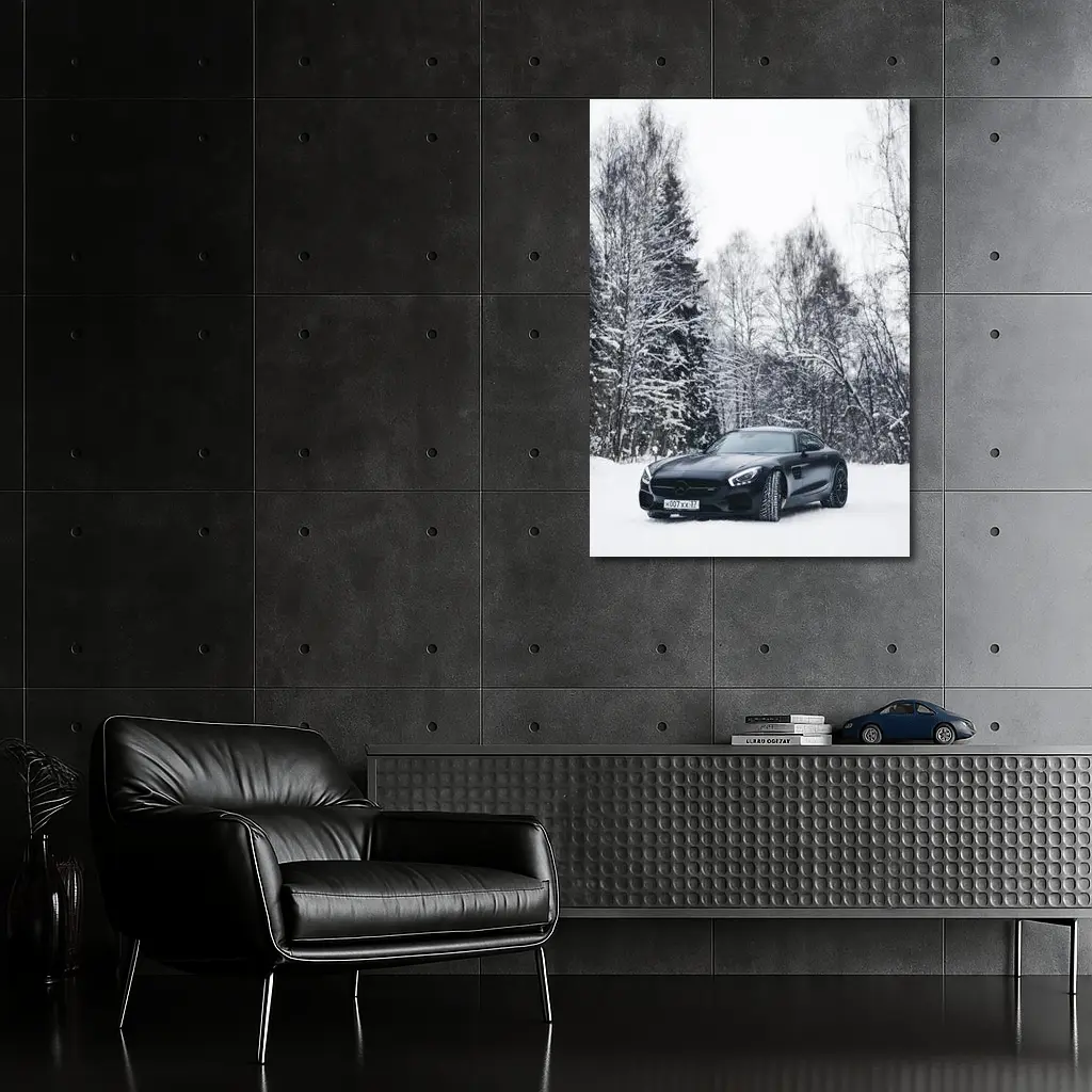 Mercedes AMG GT Black Winter Snow Forest – Wall Art