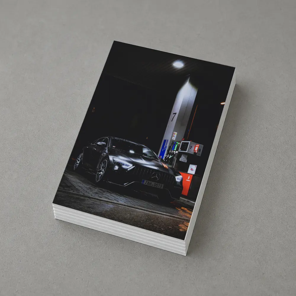 Mercedes AMG GT Black Night Gas Station – Postcards
