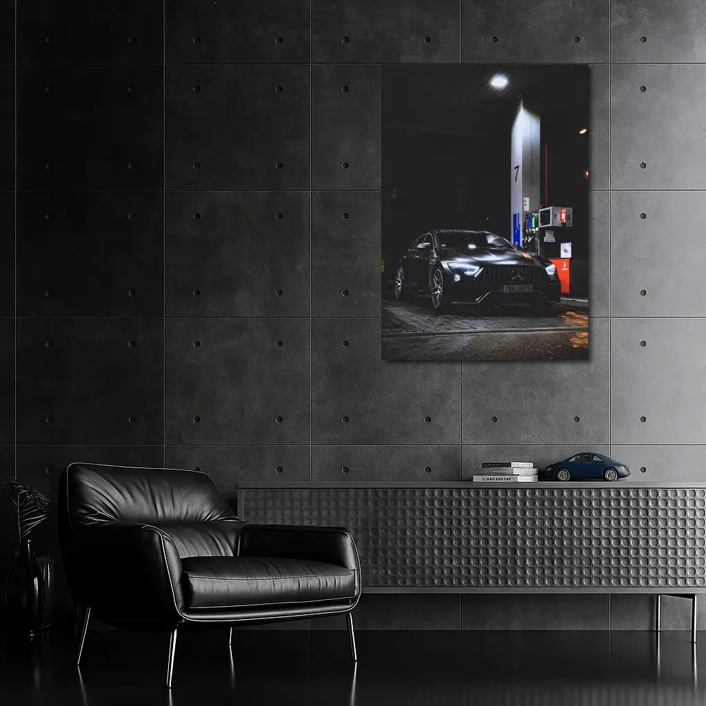 Mercedes AMG GT Black Night Gas Station – Wall Art