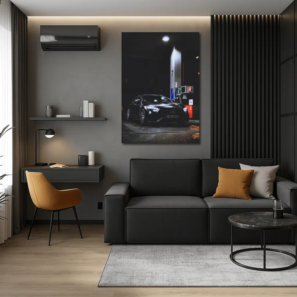 Mercedes AMG GT Black Night Gas Station – Wall Art