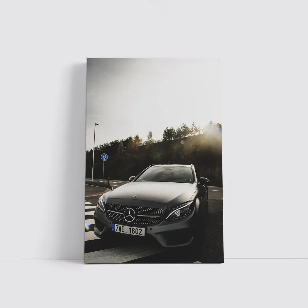 Mercedes C Class AMG Parked Sunlit Road – Wall Art