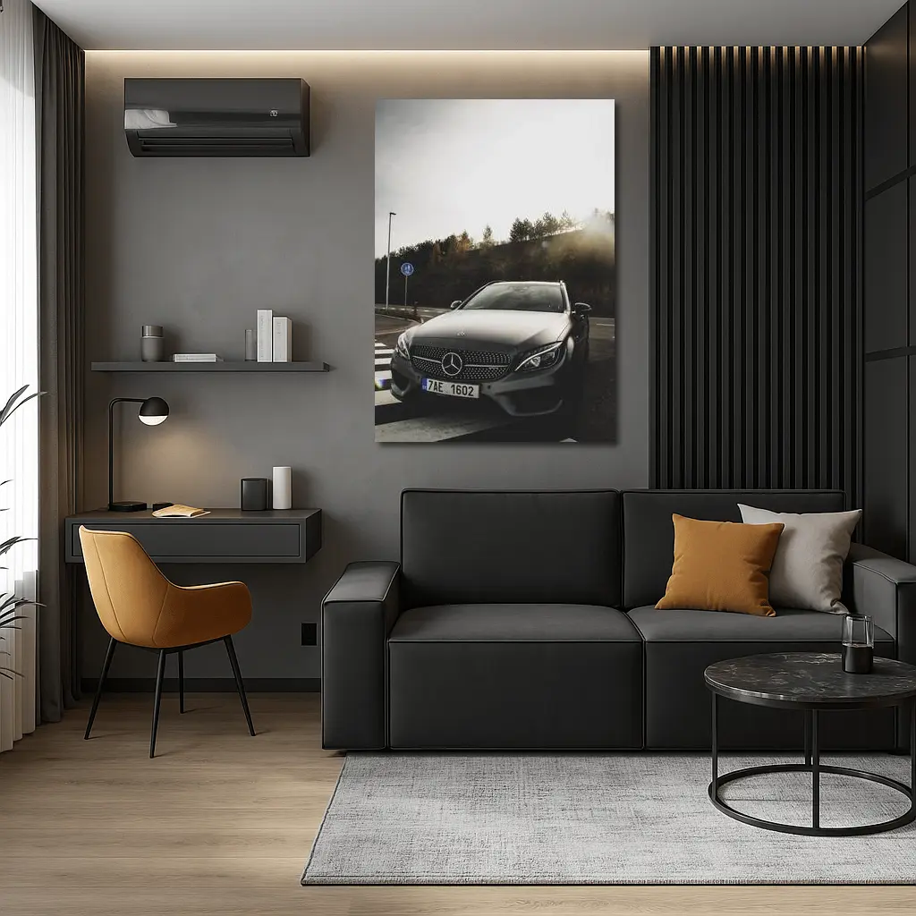 Mercedes C Class AMG Parked Sunlit Road – Wall Art