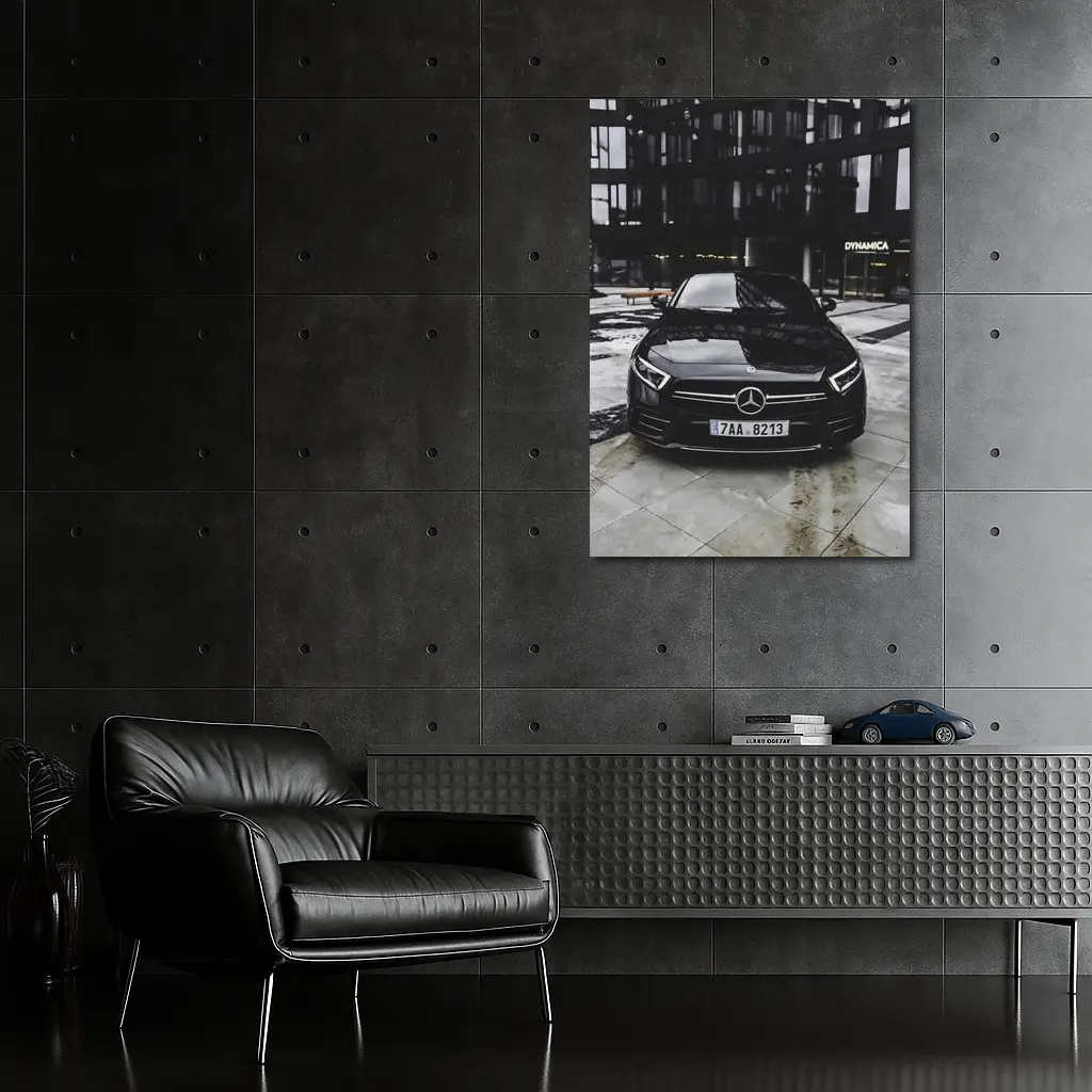Mercedes CLS Black Urban Winter Street – Wall Art
