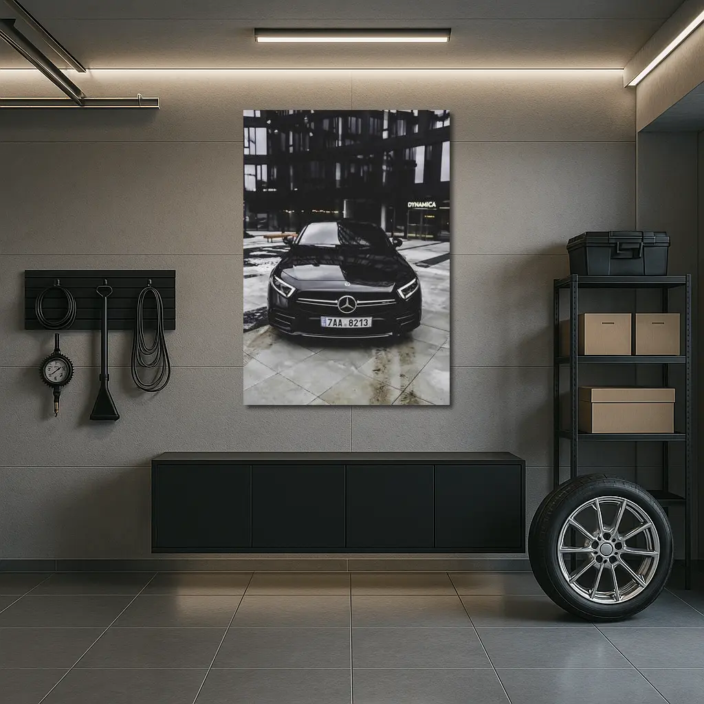 Mercedes CLS Black Urban Winter Street – Wall Art