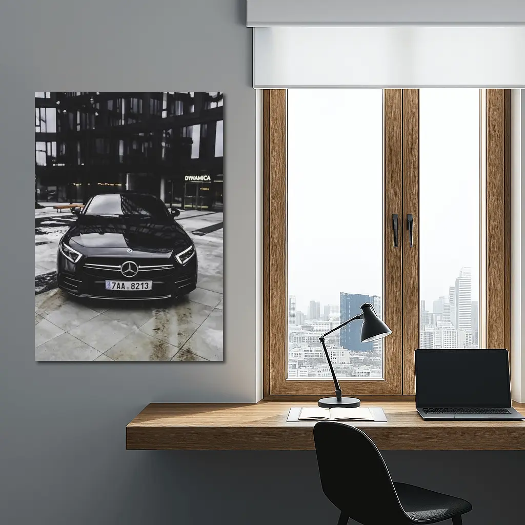 Mercedes CLS Black Urban Winter Street – Wall Art