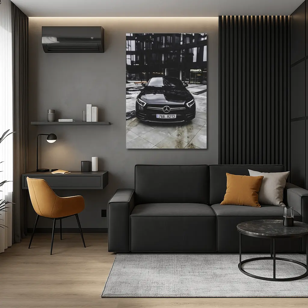 Mercedes CLS Black Urban Winter Street – Wall Art