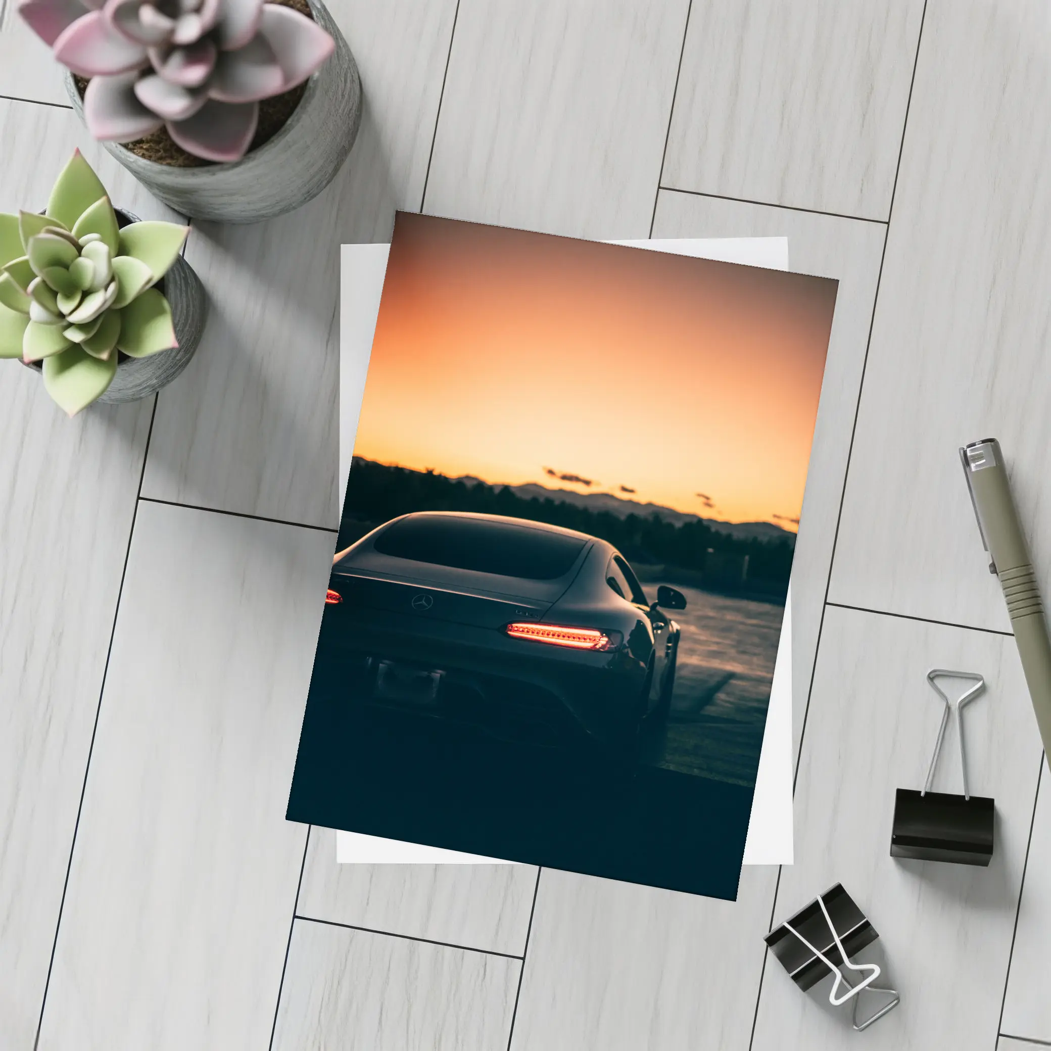 Mercedes AMG GT Rear Sunset Glow – Postcards