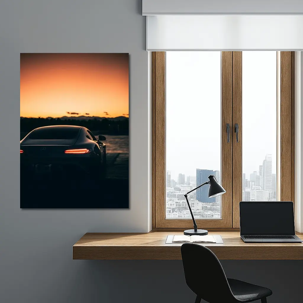 Mercedes AMG GT Rear Sunset Glow – Wall Art
