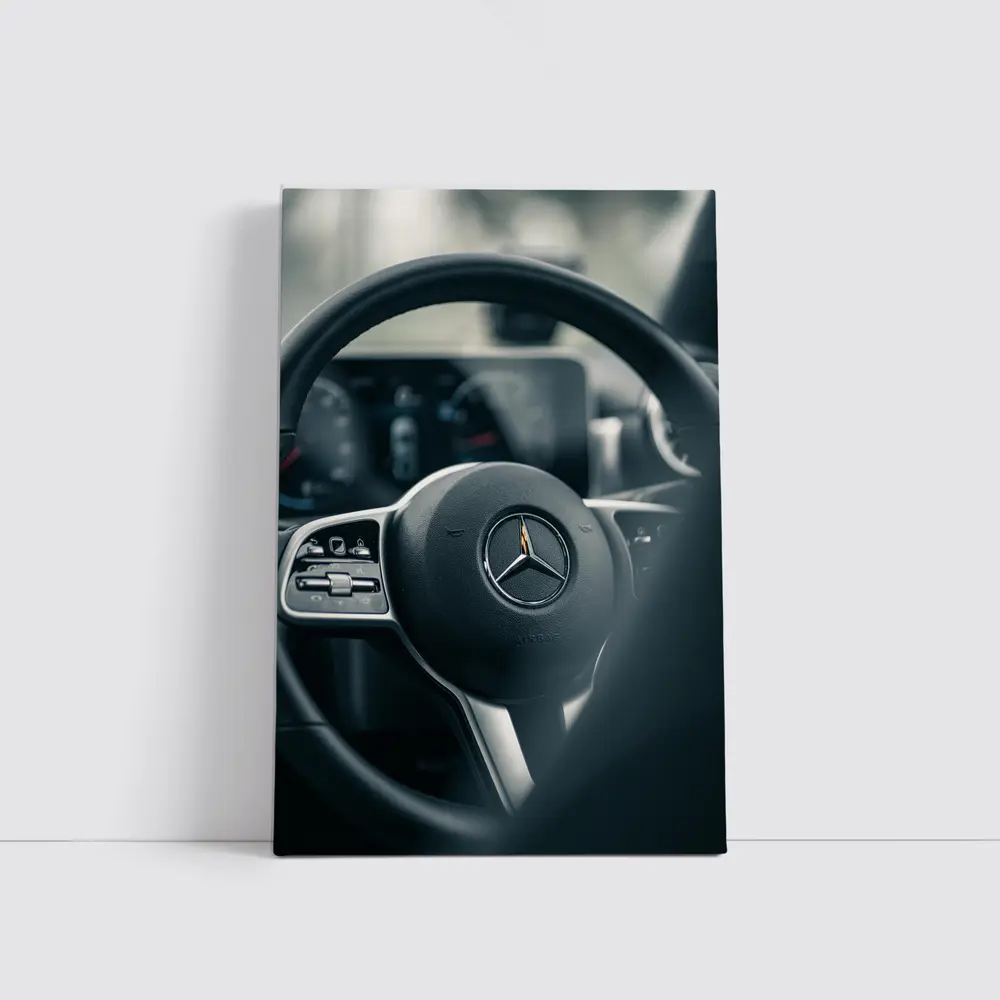 Mercedes-Benz Steering Wheel Interior Close Up – Wall Art