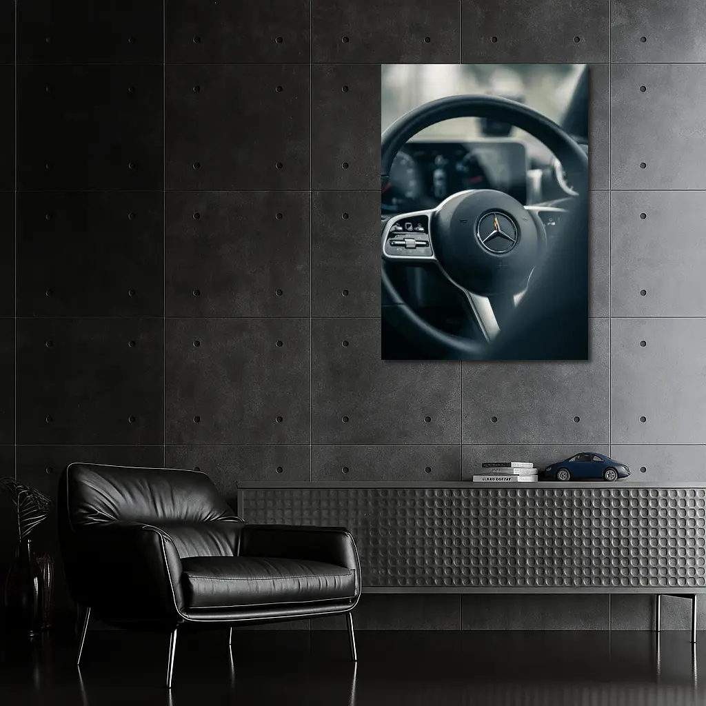 Mercedes-Benz Steering Wheel Interior Close Up – Wall Art