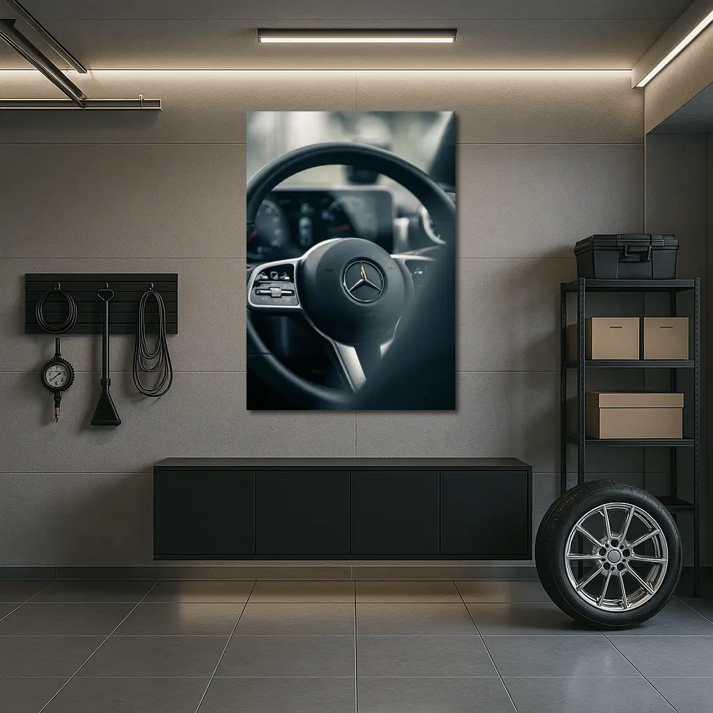 Mercedes-Benz Steering Wheel Interior Close Up – Wall Art