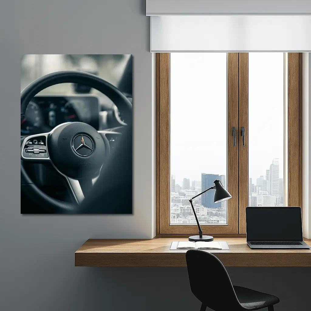 Mercedes-Benz Steering Wheel Interior Close Up – Wall Art