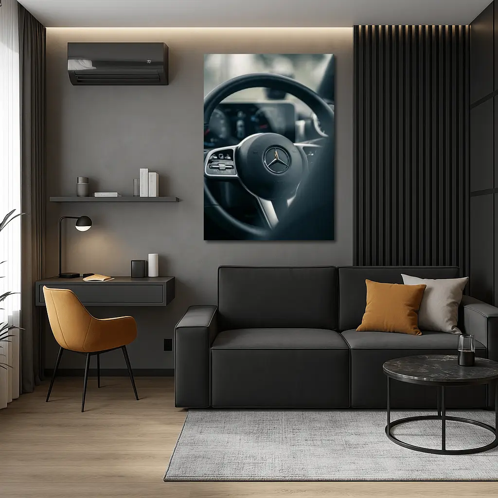 Mercedes-Benz Steering Wheel Interior Close Up – Wall Art