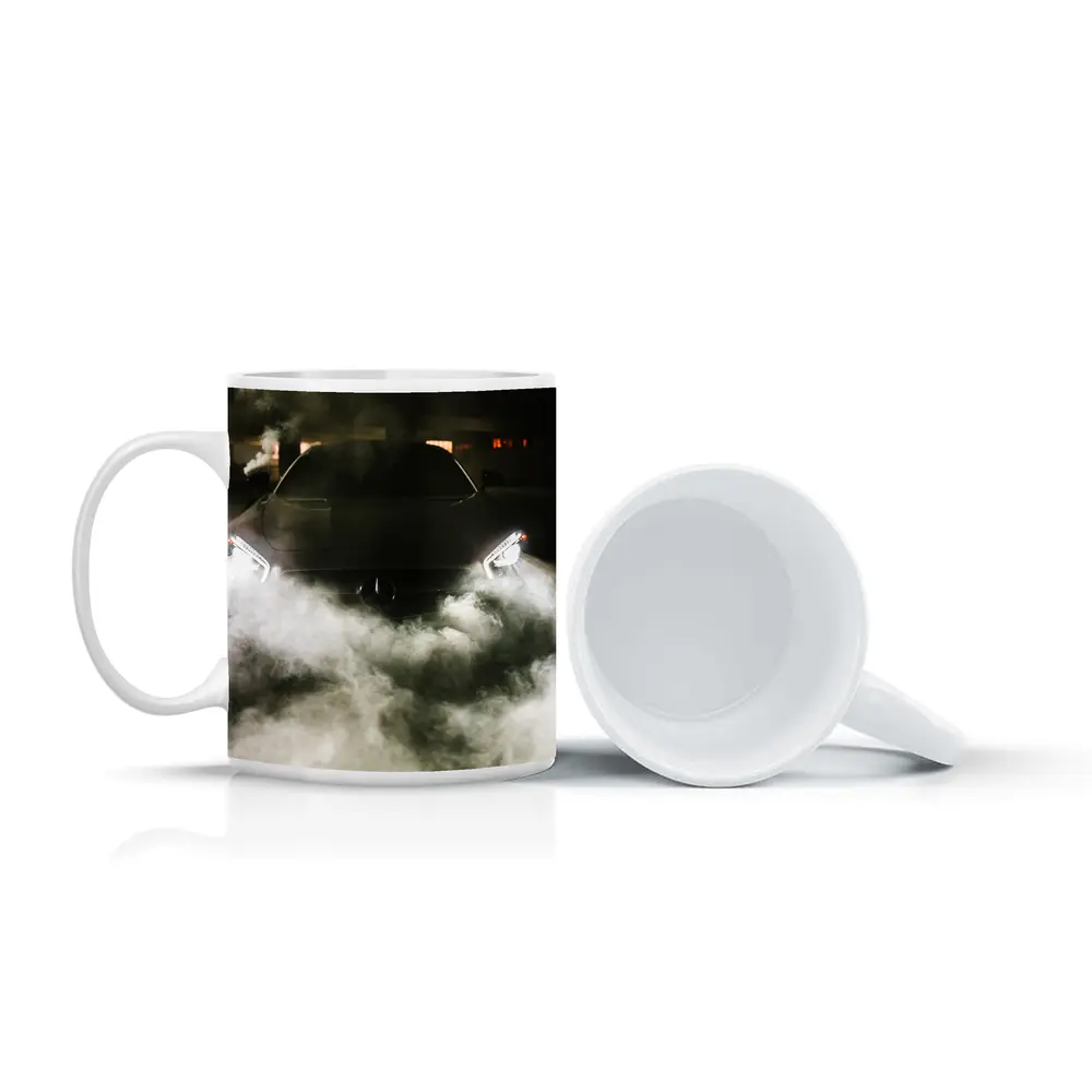 Mercedes Car Front View Smoke Night – Mugs