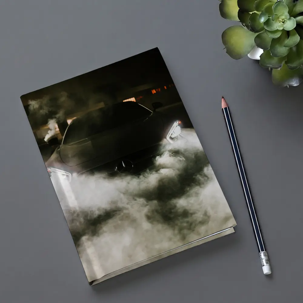 Mercedes Car Front View Smoke Night – Notebooks
