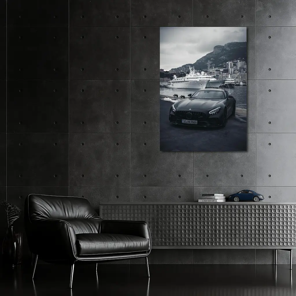 Mercedes AMG GT Black Monaco Harbor – Wall Art