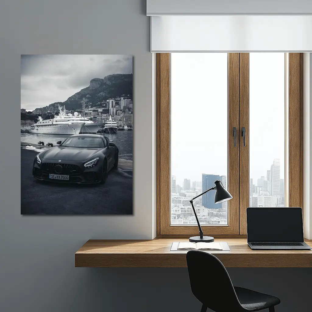 Mercedes AMG GT Black Monaco Harbor – Wall Art