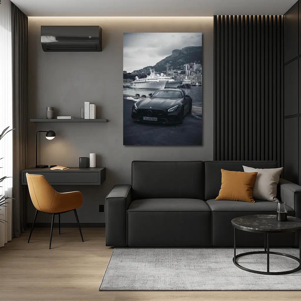 Mercedes AMG GT Black Monaco Harbor – Wall Art