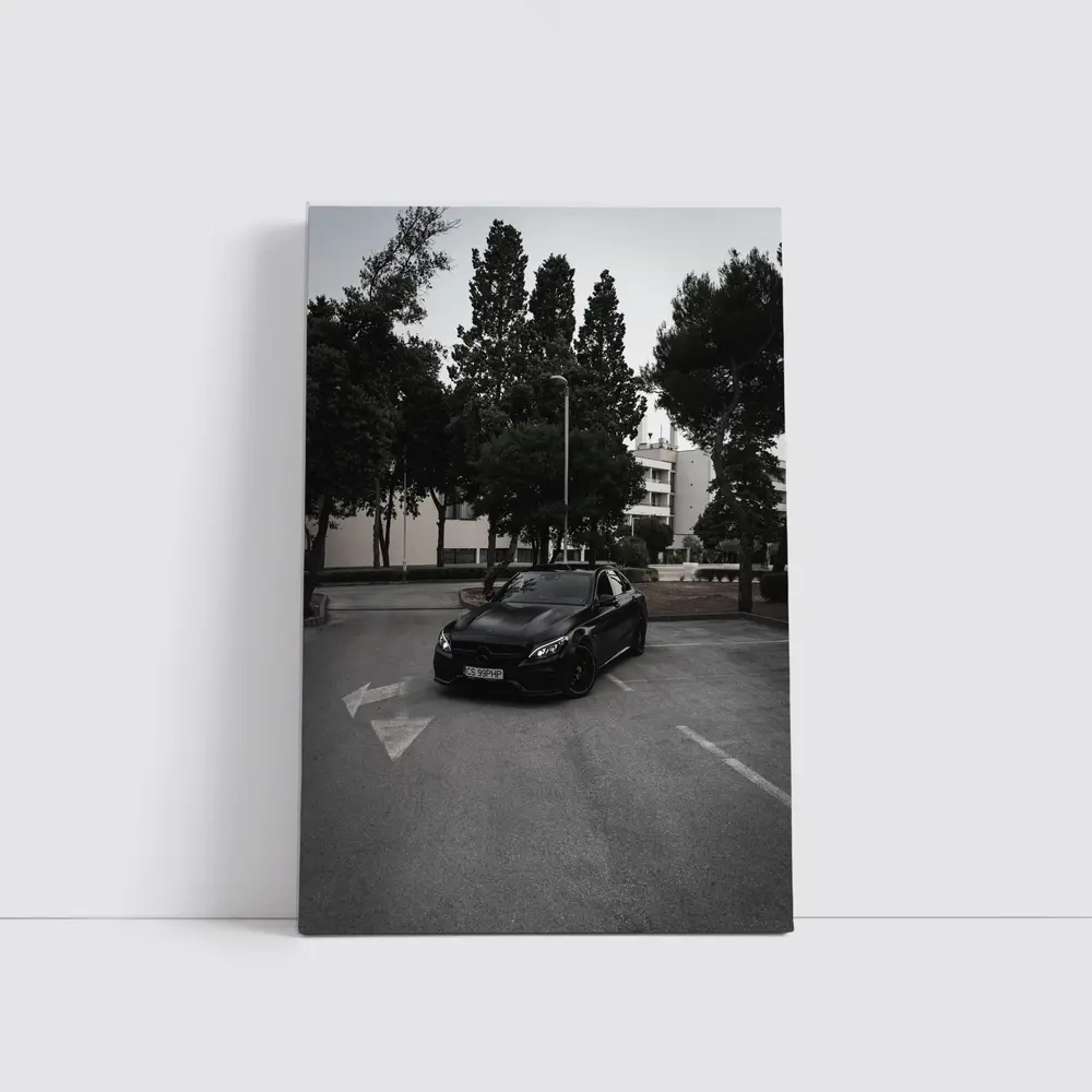 Mercedes C63 AMG Black Urban Parking Lot – Wall Art