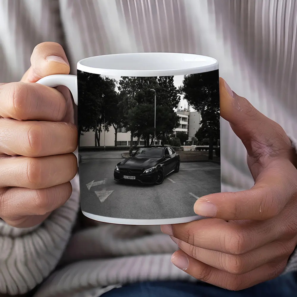 Mercedes C63 AMG Black Urban Parking Lot – Mugs