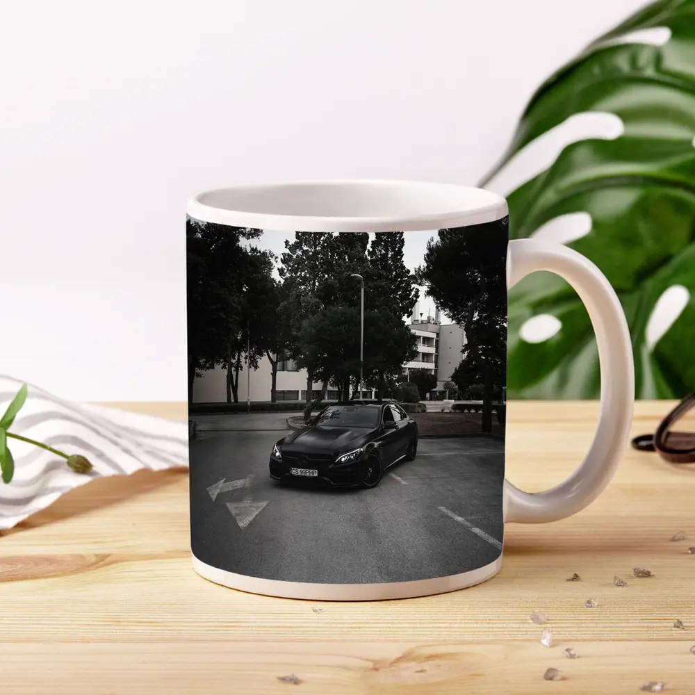 Mercedes C63 AMG Black Urban Parking Lot – Mugs