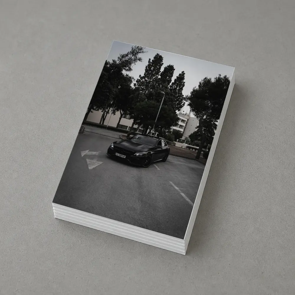 Mercedes C63 AMG Black Urban Parking Lot – Postcards