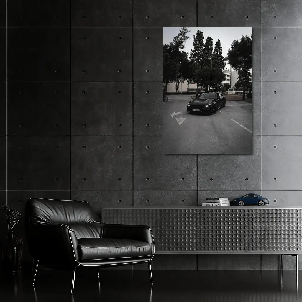 Mercedes C63 AMG Black Urban Parking Lot – Wall Art