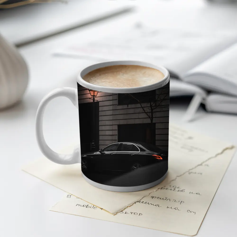Mercedes E Class Dark City Street Night – Mugs