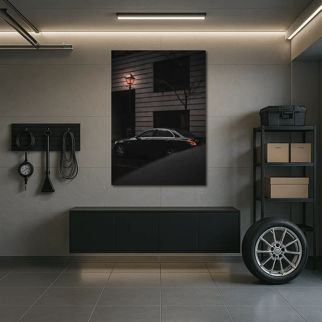 Mercedes E Class Dark City Street Night – Wall Art