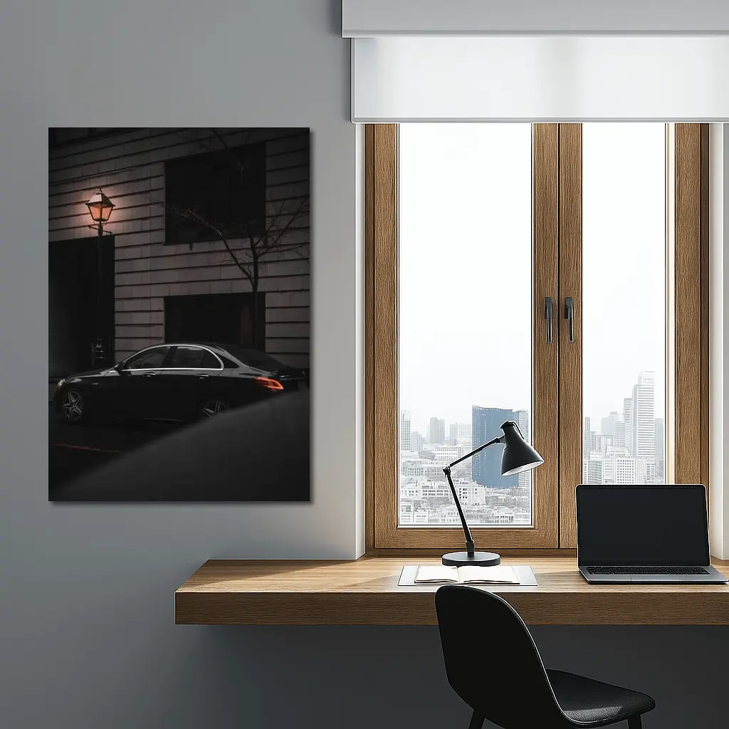 Mercedes E Class Dark City Street Night – Wall Art
