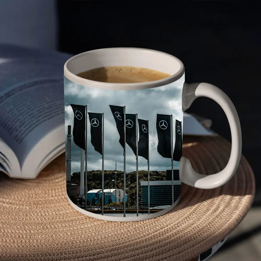 Mercedes Flags Row Cloudy Industrial Sky – Mugs