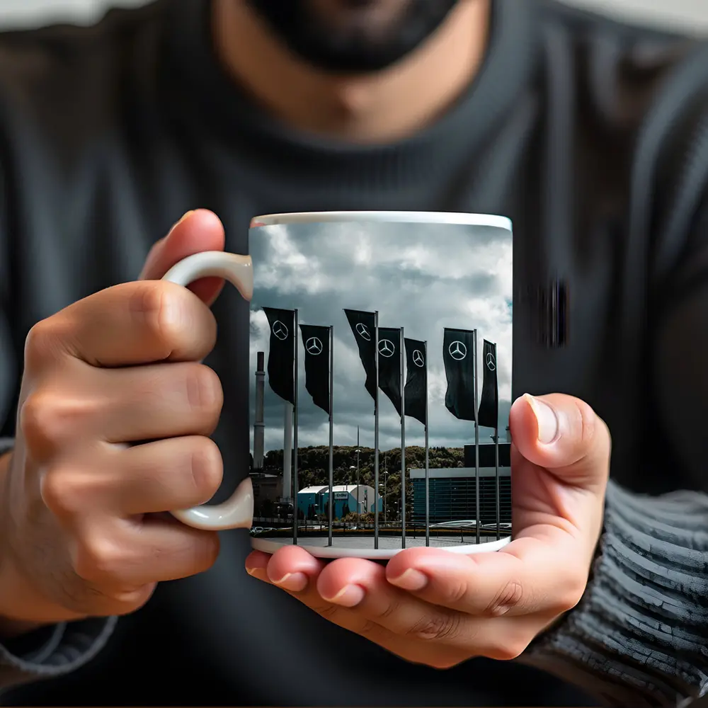 Mercedes Flags Row Cloudy Industrial Sky – Mugs