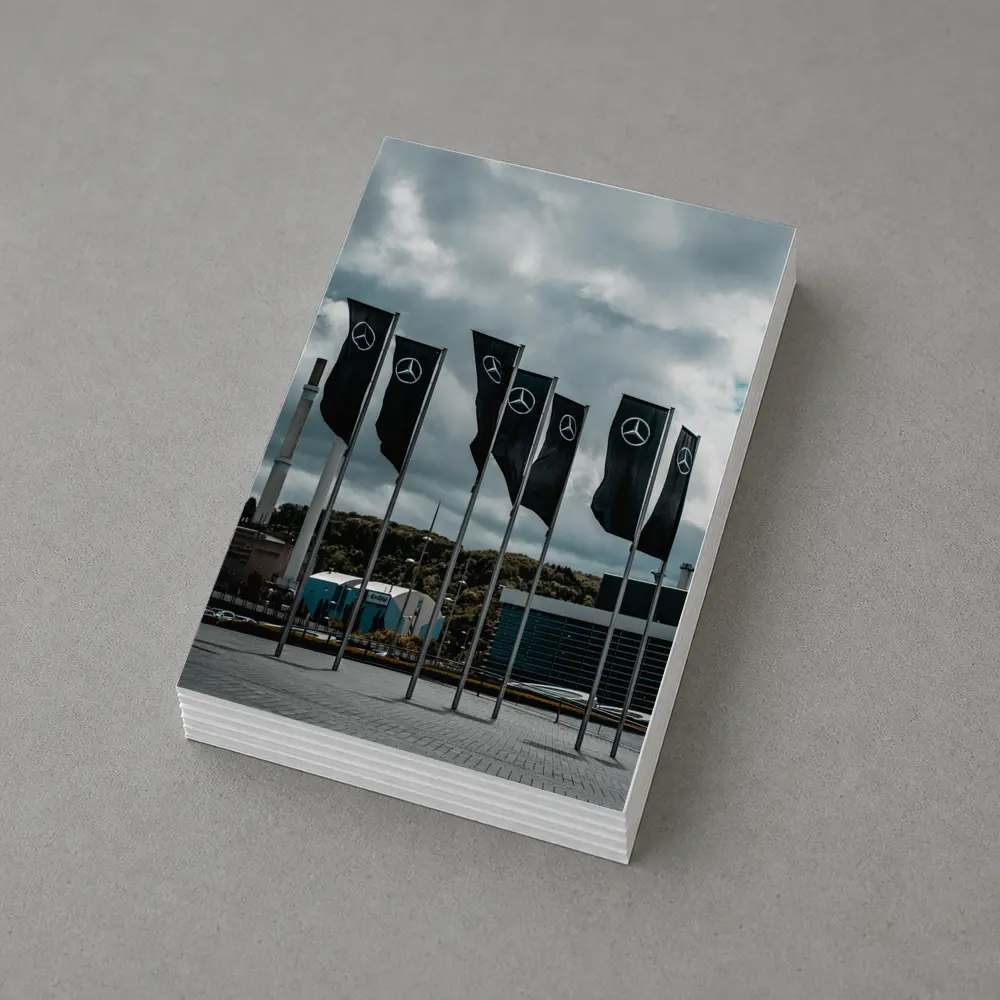 Mercedes Flags Row Cloudy Industrial Sky – Postcards
